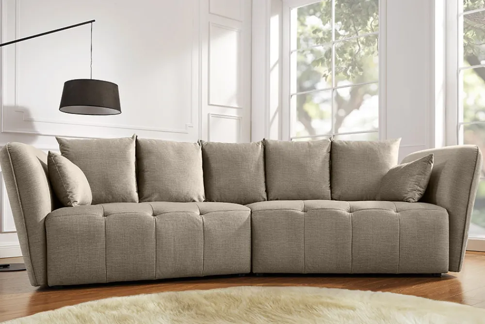 Riess-Ambiente Skandinavisch|Xxl Sofa > Modernes Big Sofa ROYAL 295cm greige Veloursstoff Federkern XXL-Couch