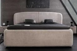 Riess-Ambiente Skandinavisch > Modernes Boxbett ART DECO 180x200cm greige Bouclé mit Stauraum und Lattenrost