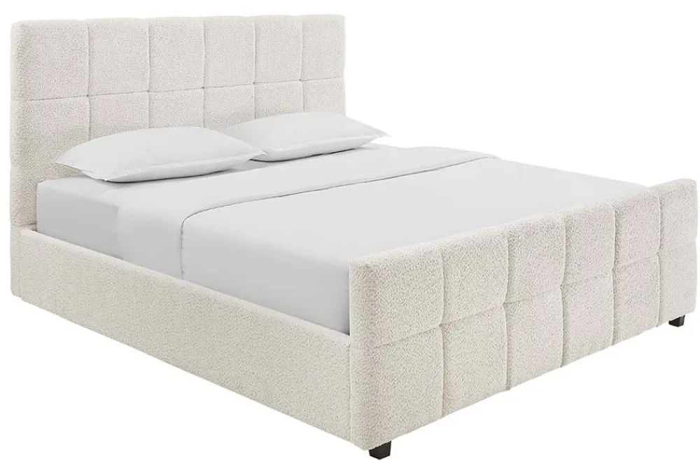 Riess-Ambiente Boxbetten|Skandinavisch > Modernes Boxbett PRESTIGE 160x200cm creme Bouclè mit Stauraum und Lattenrost