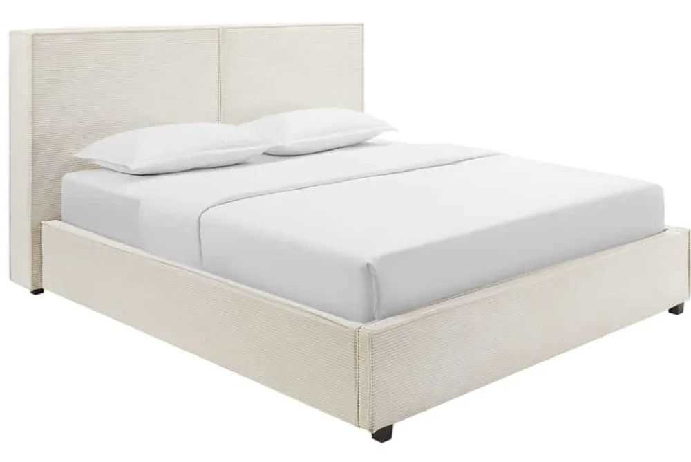 Riess-Ambiente Boxbetten > Modernes Boxbett ROCCO 180x200cm beige Cord mit Stauraum und Lattenrost