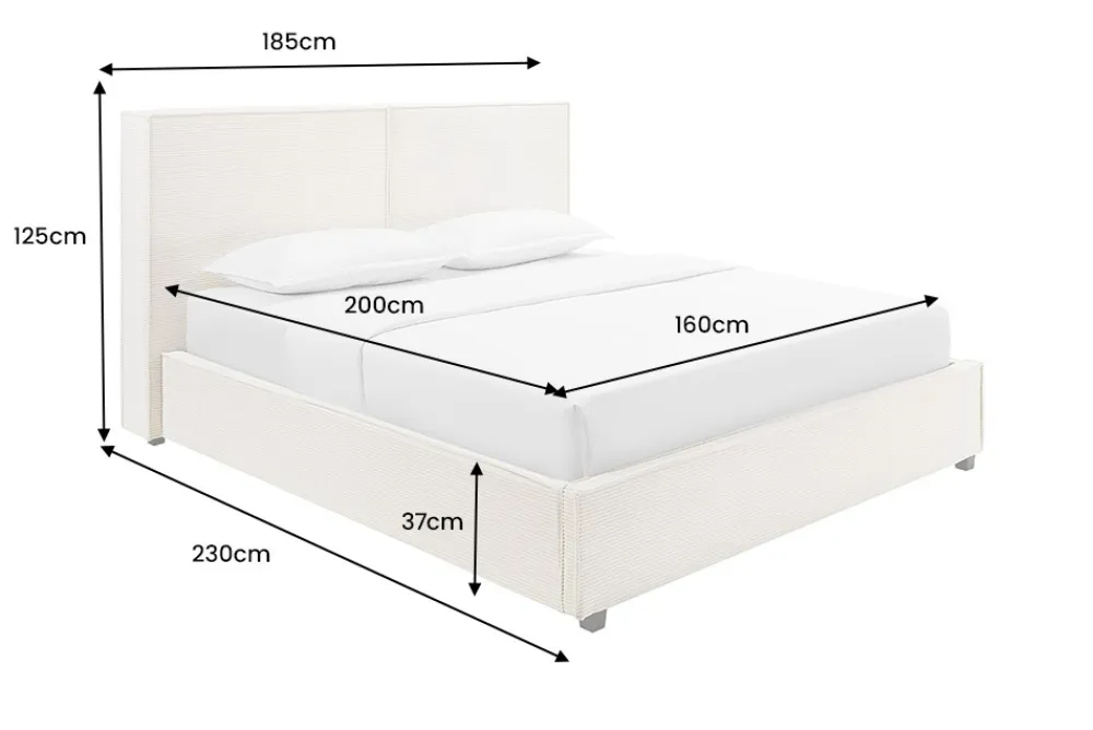 Riess-Ambiente Boxbetten > Modernes Boxbett ROCCO 160x200cm beige Cord mit Stauraum und Lattenrost