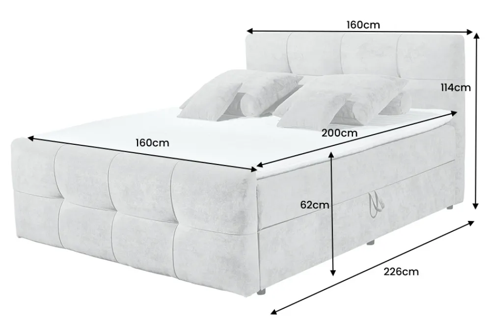 Riess-Ambiente Boxspringbetten > Modernes Boxspringbett TOULOUSE 160x200cm silbergrau inkl. Matratze Topper Stauraum