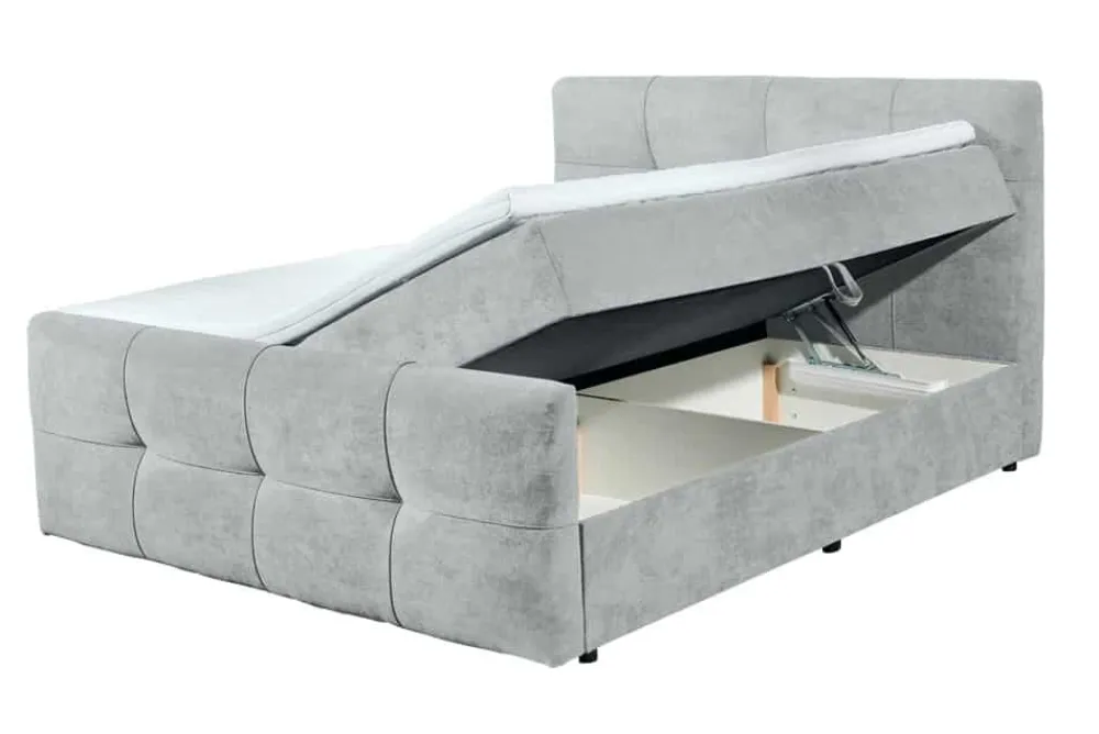 Riess-Ambiente Boxspringbetten > Modernes Boxspringbett TOULOUSE 160x200cm silbergrau inkl. Matratze Topper Stauraum