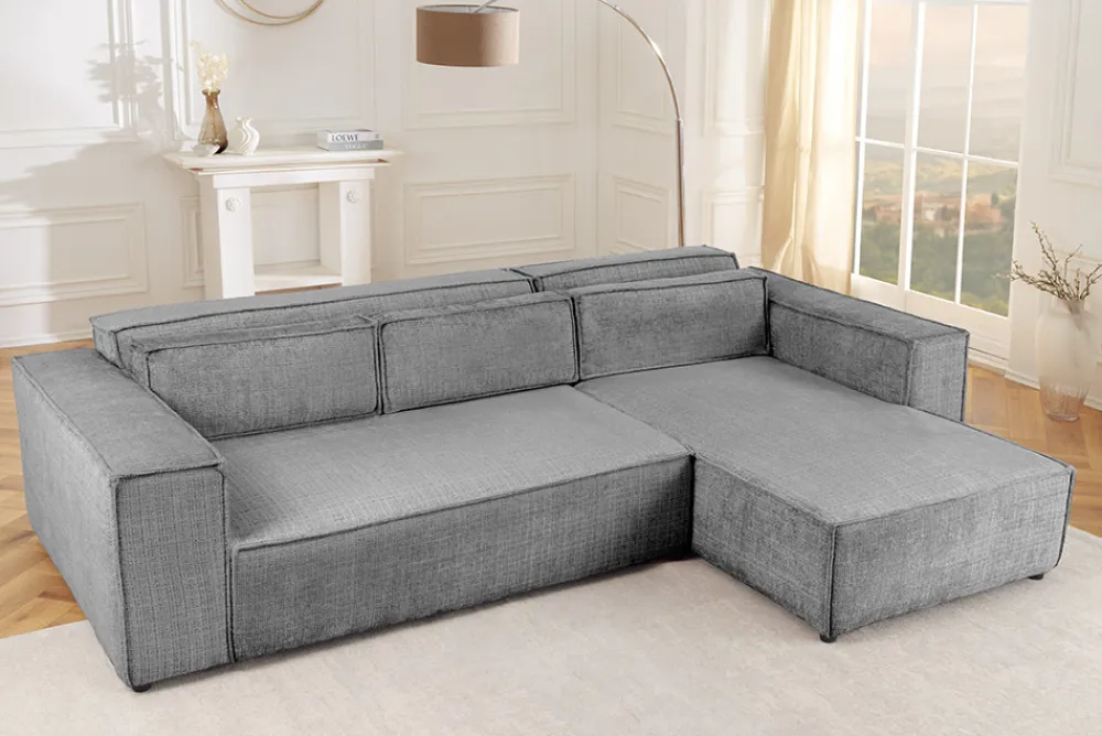 Riess-Ambiente Skandinavisch|Ecksofa > Modernes Ecksofa BOSSA NOVA 265cm grau Chenille 3-Sitzer Couch L-Form