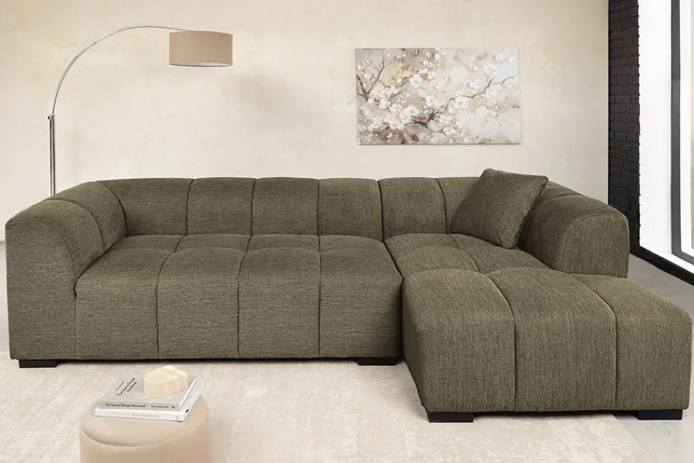 Riess-Ambiente Ecksofa > Modernes Ecksofa CITY 240cm grün Strukturstoff 3-Sitzer Couch inkl. Kissen