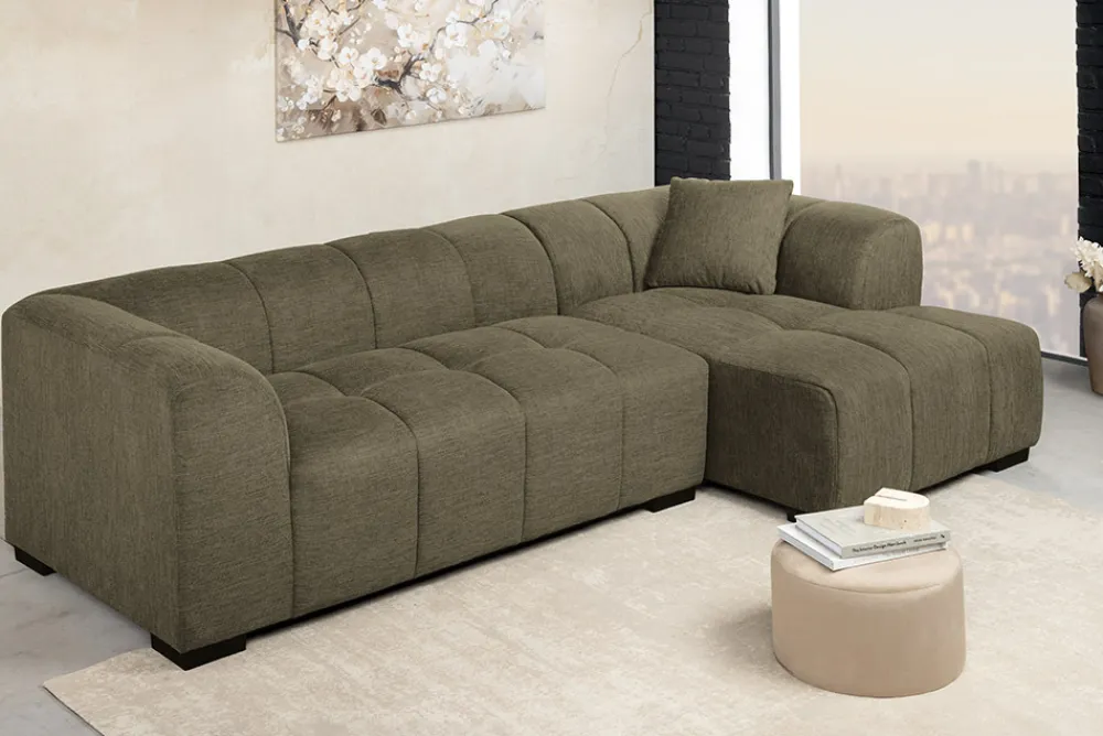 Riess-Ambiente Ecksofa > Modernes Ecksofa CITY 240cm grün Strukturstoff 3-Sitzer Couch inkl. Kissen