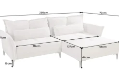 Riess-Ambiente Skandinavisch|Ecksofa > Modernes Ecksofa DESIGNO 250cm champagner beige Cord Couch inklusive Kissen Metallfüße