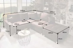 Riess-Ambiente Ecksofa > Modernes Ecksofa KENT 220cm braun Federkern Wohnlandschaft inkl. Hocker und Kissen