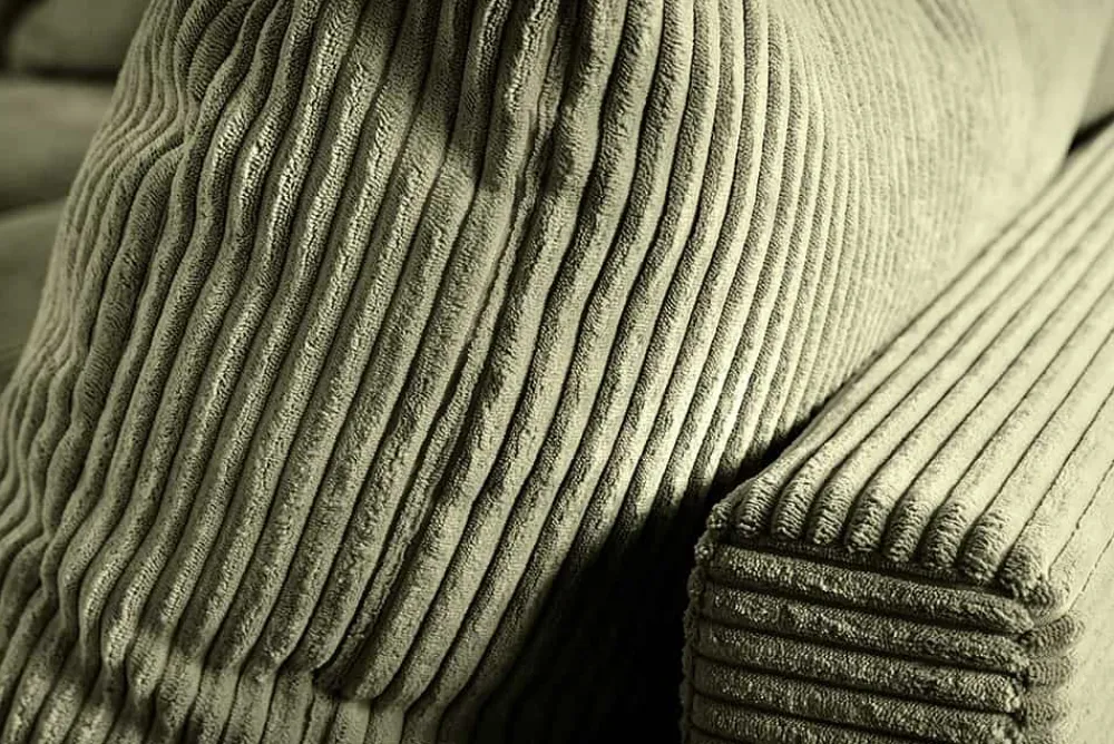 Riess-Ambiente Skandinavisch|Xxl Sofa > Modernes Ecksofa KENT 220cm grün Cord inkl. Hocker Federkern L-Form Wohnlandschaft