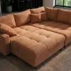 Riess-Ambiente Skandinavisch|Xxl Sofa > Modernes Ecksofa KENT 220cm rostbraun Chenille inkl. Hocker Federkern Wohnlandschaft