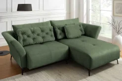 Riess-Ambiente Samt Möbel|Xxl Sofa > Modernes Ecksofa MARRAKESCH 265cm grün Samt 3-Sitzer inkl. Kissen Ottomane rechts
