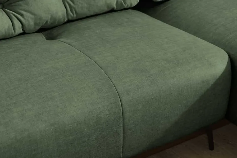 Riess-Ambiente Samt Möbel|Xxl Sofa > Modernes Ecksofa MARRAKESCH 265cm grün Samt 3-Sitzer inkl. Kissen Ottomane rechts