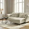 Riess-Ambiente Samt Möbel|Xxl Sofa > Modernes Ecksofa MARRAKESCH 265cm beige Samt 3-Sitzer inkl. Kissen Ottomane rechts