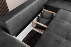 Riess-Ambiente Ecksofa > Modernes Ecksofa NORWAY 250cm grau Vogue Velours Samt Schlafsofa mit Stauraum