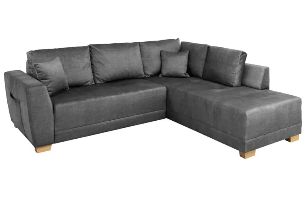 Riess-Ambiente Ecksofa > Modernes Ecksofa NORWAY 250cm grau Vogue Velours Samt Schlafsofa mit Stauraum