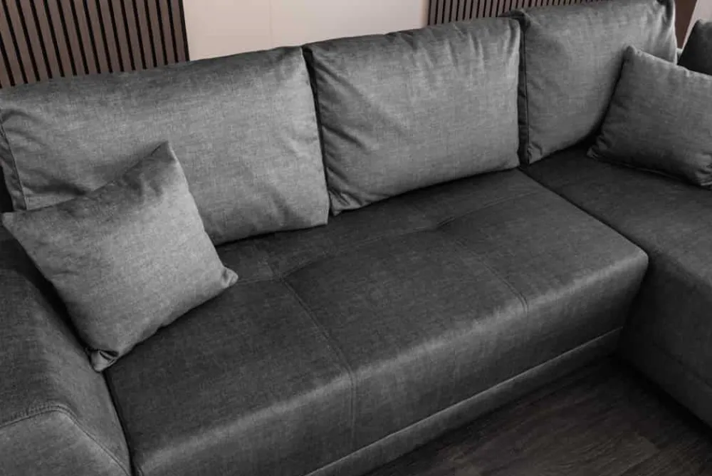 Riess-Ambiente Ecksofa > Modernes Ecksofa NORWAY 250cm grau Vogue Velours Samt Schlafsofa mit Stauraum