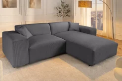 Riess-Ambiente Skandinavisch|Ecksofa > Modernes Ecksofa SIGNATUR 260cm anthrazit Cord beidseitig stellbar inkl. Kissen