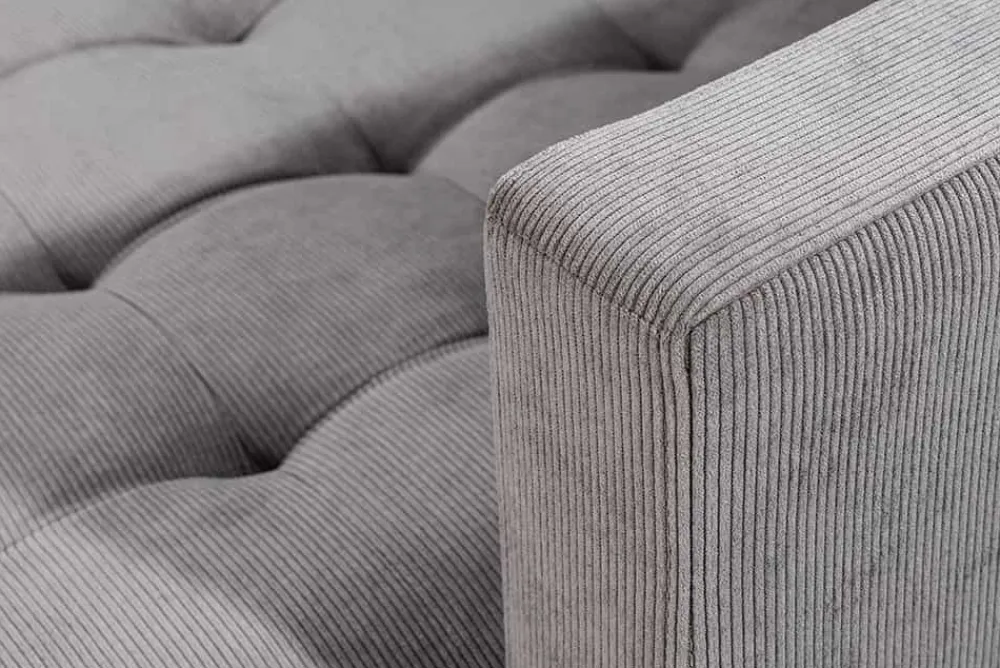 Riess-Ambiente Skandinavisch|Retro Möbel > Modernes Ecksofa STOCKHOLM 220cm grau Cordstoff Federkern 3-Sitzer-Sofa