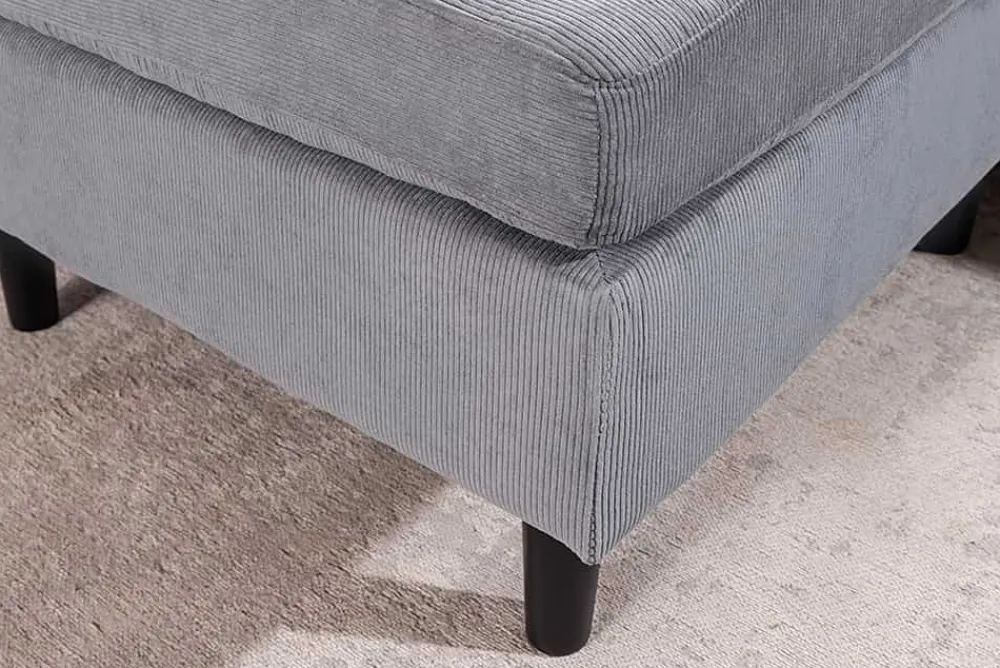 Riess-Ambiente Skandinavisch|Retro Möbel > Modernes Ecksofa STOCKHOLM 220cm grau Cordstoff Federkern 3-Sitzer-Sofa