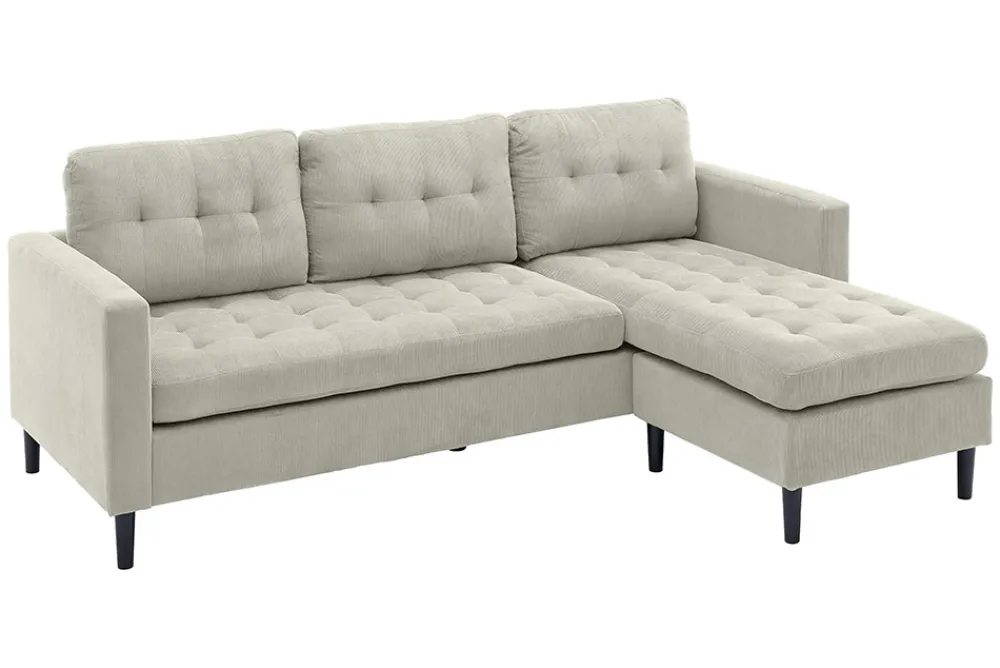 Riess-Ambiente Skandinavisch|Retro Möbel > Modernes Ecksofa STOCKHOLM 220cm hellgrau Cordstoff Federkern 3-Sitzer-Sofa
