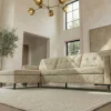 Riess-Ambiente Skandinavisch|Retro Möbel > Modernes Ecksofa STOCKHOLM 220cm beige cozy Veloursstrickstoff Federkern 3-Sitzer-Sofa