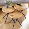 Riess-Ambiente Beistelltische|Mehr... > Modernes 3er Set Beistelltische FACTORY 40cm natur Wildeiche Massivholz rund schwarz Metall