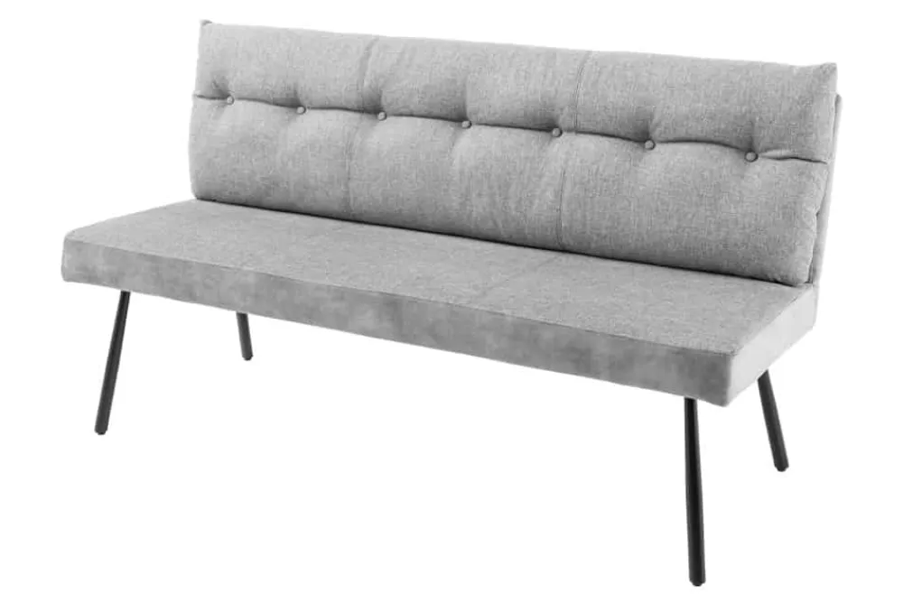 Riess-Ambiente Sitzbänke|Samt Möbel > Moderne Sitzbank BIG GEORGE 160cm grau Samt Strukturstoff Taschenfederkern Metall