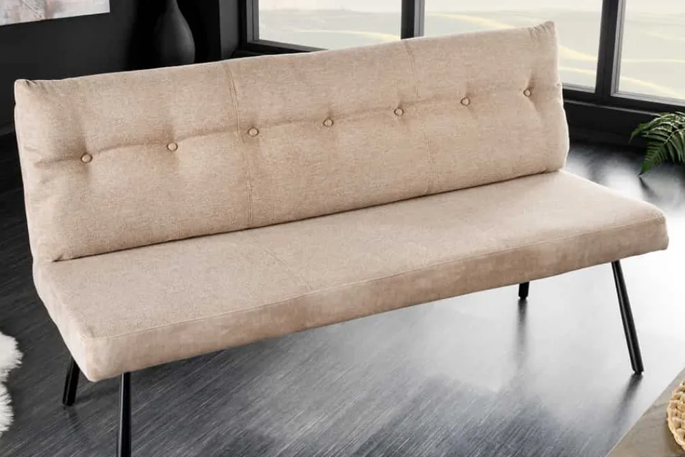 Riess-Ambiente Sitzbänke|Samt Möbel > Moderne Sitzbank BIG GEORGE 160cm champagner beige Samt Strukturstoff Taschenfederkern