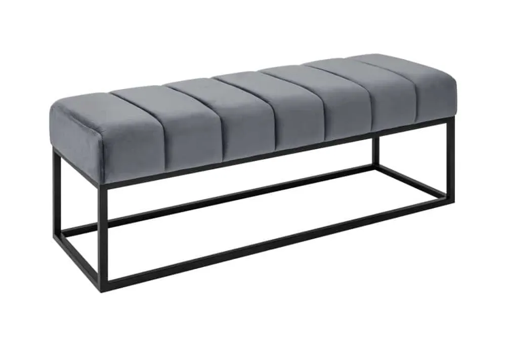 Riess-Ambiente Sitzbänke|Samt Möbel > Moderne Sitzbank PETIT BEAUTÉ 110cm silbergrau Samt schwarzes Gestell