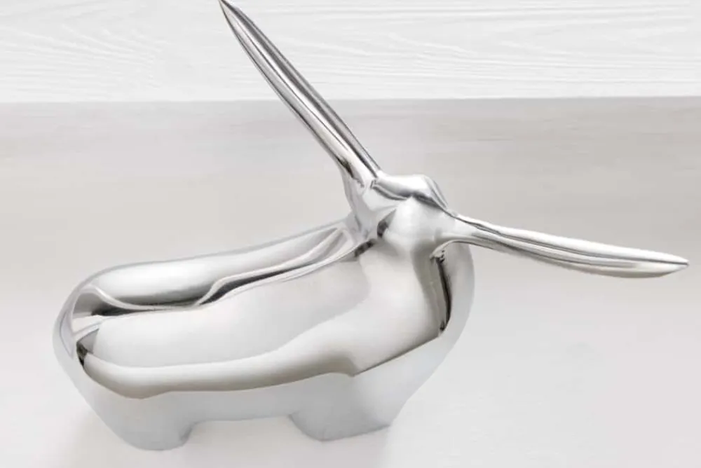 Riess-Ambiente Dekoration > Moderne Skulptur BIG BULL silber Aluminium Dekoration Stierfigur Briefbeschwerer