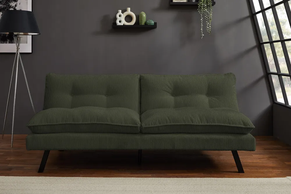 Riess-Ambiente 3-Sitzer Sofa > Modernes Schlafsofa COCOONING 190cm grün Cord 3-Sitzer Couch