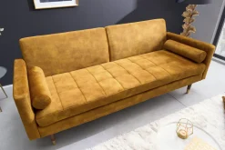 Riess-Ambiente Industrial Loft|Retro Möbel > Modernes Schlafsofa COUTURE 200cm senfgelb Microvelours 3-Sitzer Couch mit Schlaffunktion