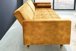 Riess-Ambiente Industrial Loft|Retro Möbel > Modernes Schlafsofa COUTURE 200cm senfgelb Microvelours 3-Sitzer Couch mit Schlaffunktion