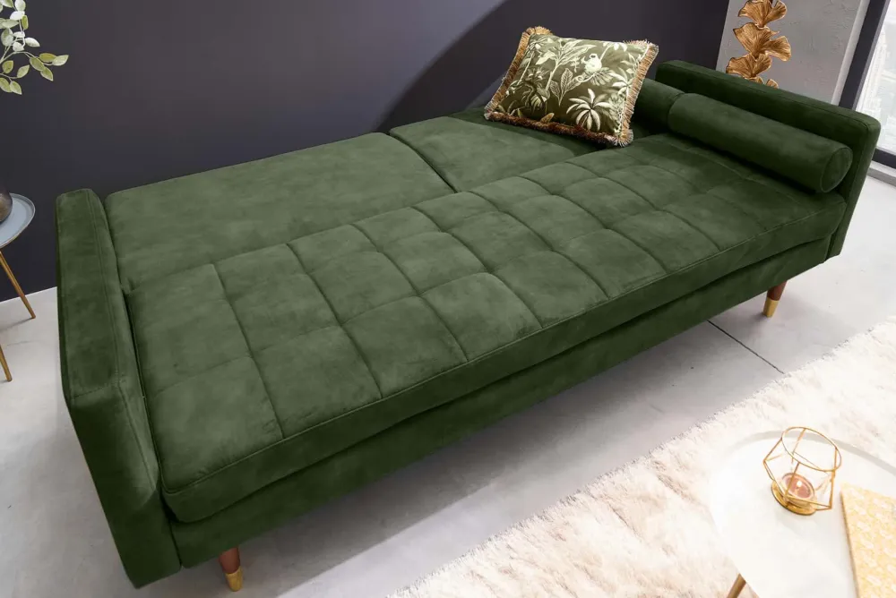 Riess-Ambiente Industrial Loft|Retro Möbel > Modernes Schlafsofa COUTURE 200cm grün Microvelours 3-Sitzer Couch mit Schlaffunktion