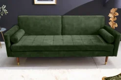 Riess-Ambiente Industrial Loft|Retro Möbel > Modernes Schlafsofa COUTURE 200cm grün Microvelours 3-Sitzer Couch mit Schlaffunktion