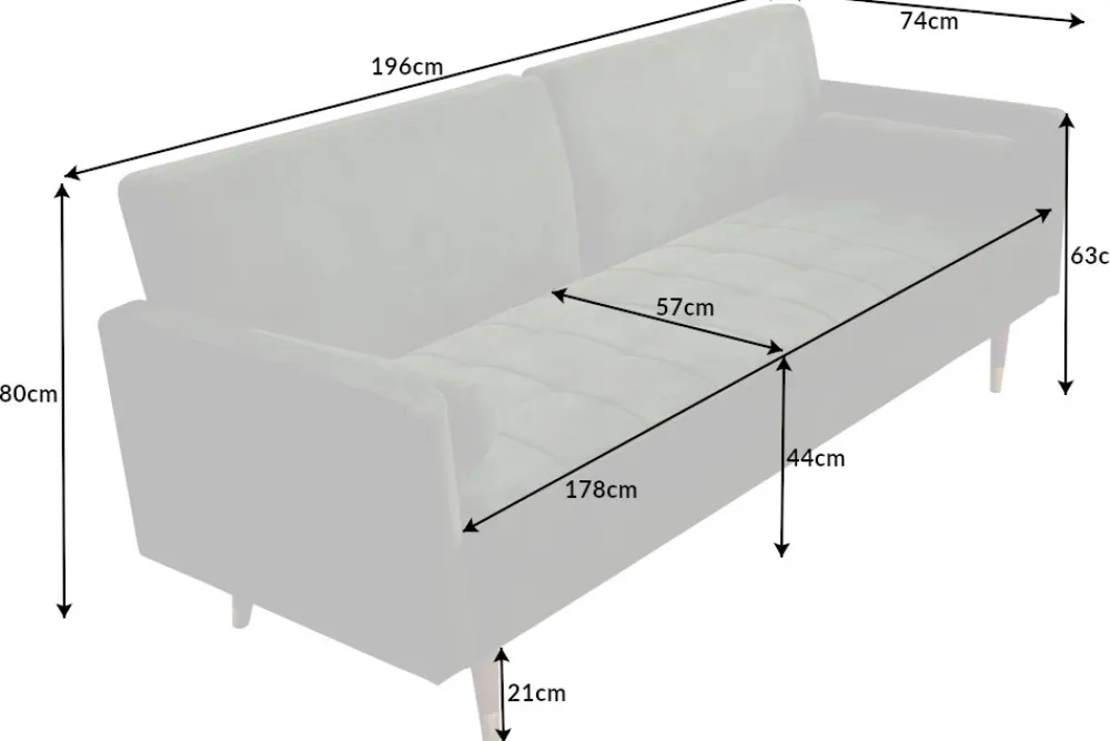 Riess-Ambiente Industrial Loft|Retro Möbel > Modernes Schlafsofa COUTURE 200cm grün Microvelours 3-Sitzer Couch mit Schlaffunktion