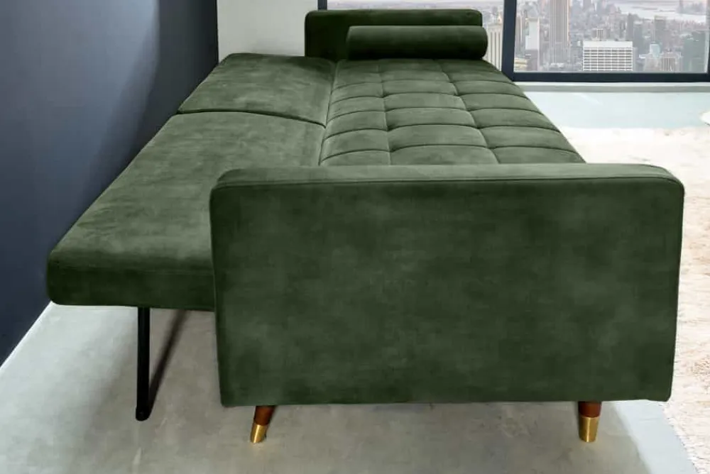 Riess-Ambiente Industrial Loft|Retro Möbel > Modernes Schlafsofa COUTURE 200cm grün Microvelours 3-Sitzer Couch mit Schlaffunktion