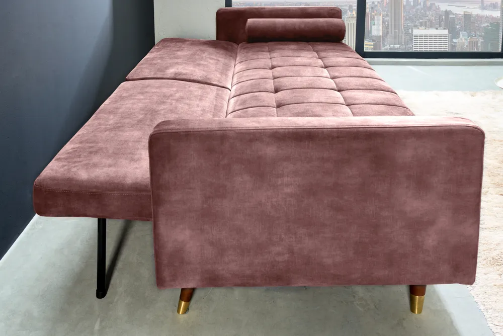 Riess-Ambiente Retro Möbel|3-Sitzer Sofa > Modernes Schlafsofa COUTURE 200cm altrosa Microvelours 3-Sitzer Couch mit Schlaffunktion
