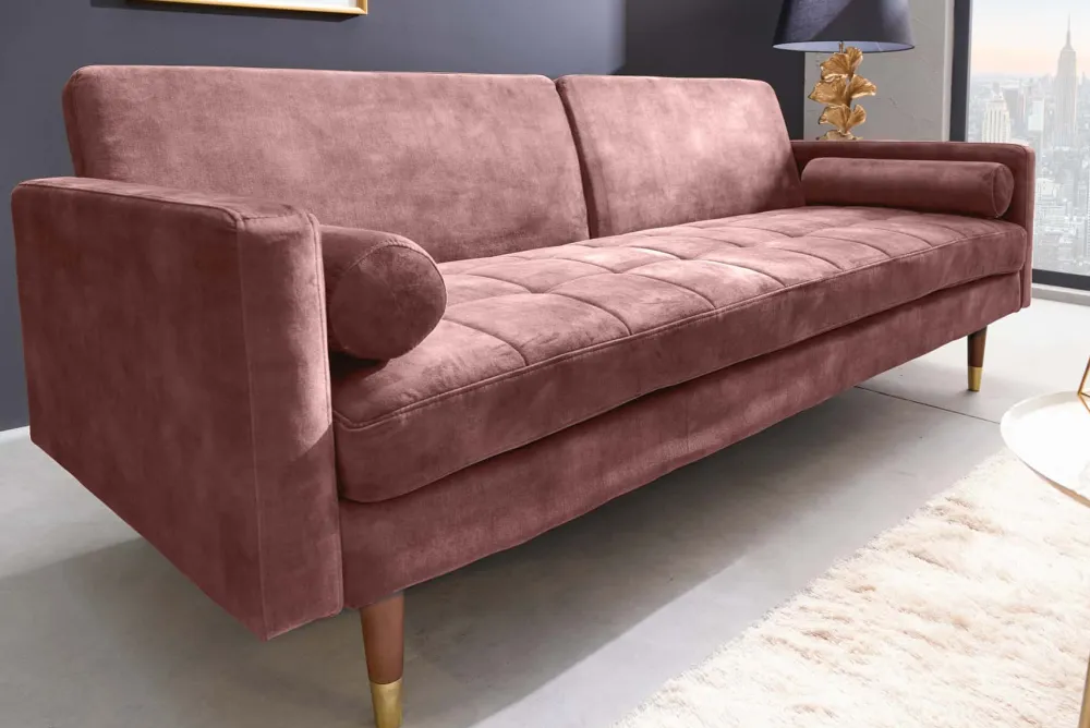 Riess-Ambiente Retro Möbel|3-Sitzer Sofa > Modernes Schlafsofa COUTURE 200cm altrosa Microvelours 3-Sitzer Couch mit Schlaffunktion