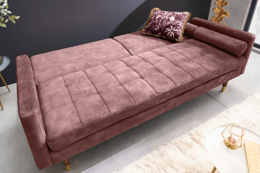 Riess-Ambiente Retro Möbel|3-Sitzer Sofa > Modernes Schlafsofa COUTURE 200cm altrosa Microvelours 3-Sitzer Couch mit Schlaffunktion