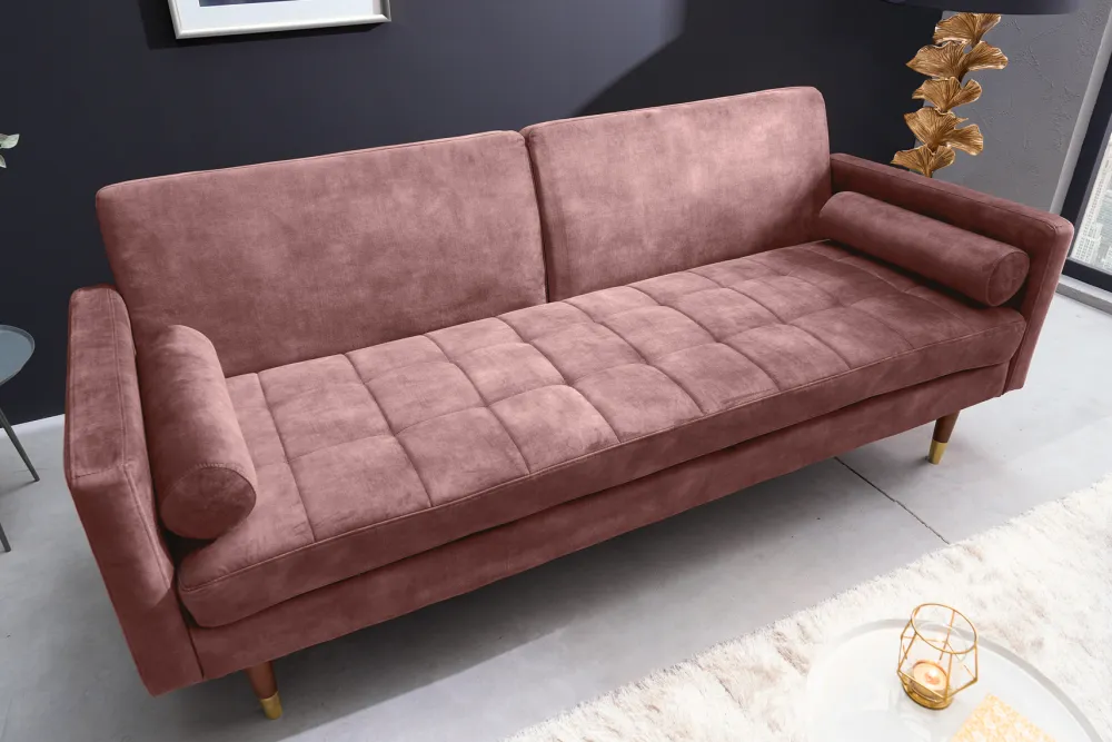 Riess-Ambiente Retro Möbel|3-Sitzer Sofa > Modernes Schlafsofa COUTURE 200cm altrosa Microvelours 3-Sitzer Couch mit Schlaffunktion