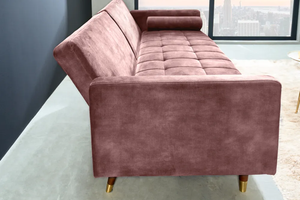 Riess-Ambiente Retro Möbel|3-Sitzer Sofa > Modernes Schlafsofa COUTURE 200cm altrosa Microvelours 3-Sitzer Couch mit Schlaffunktion