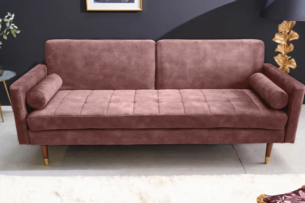 Riess-Ambiente Retro Möbel|3-Sitzer Sofa > Modernes Schlafsofa COUTURE 200cm altrosa Microvelours 3-Sitzer Couch mit Schlaffunktion