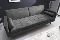 Riess-Ambiente Industrial Loft|Retro Möbel > Modernes Schlafsofa COUTURE 200cm grau Microvelours 3-Sitzer Couch mit Schlaffunktion
