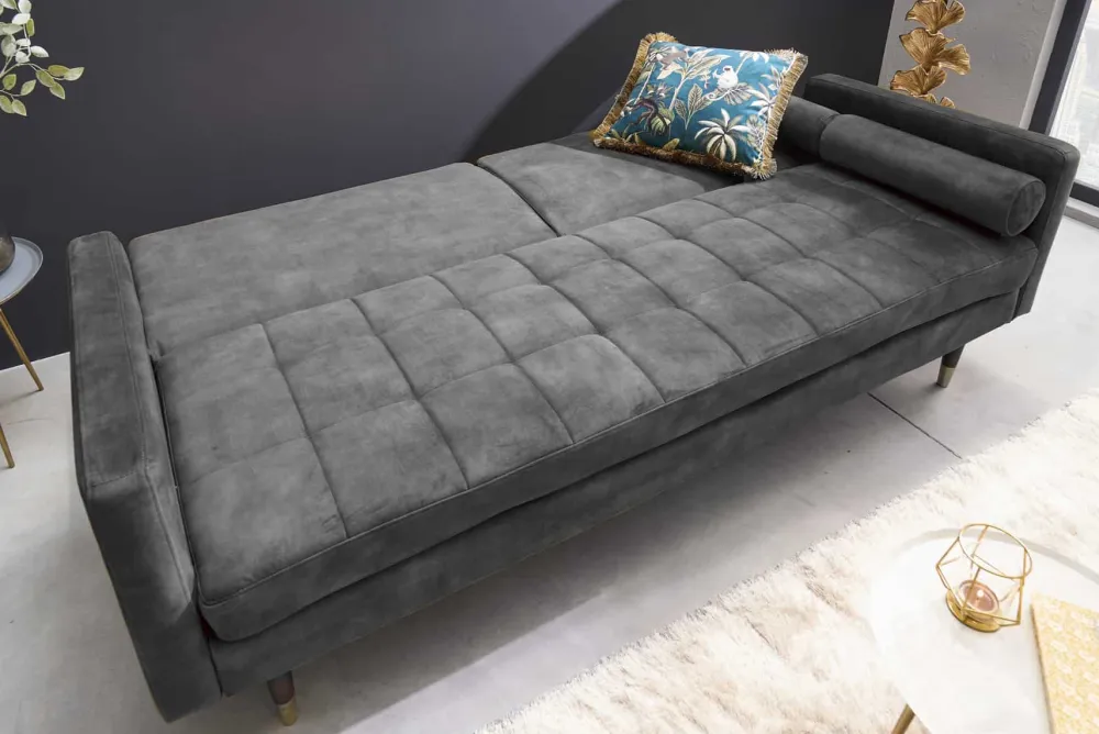 Riess-Ambiente Industrial Loft|Retro Möbel > Modernes Schlafsofa COUTURE 200cm grau Microvelours 3-Sitzer Couch mit Schlaffunktion