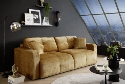 Riess-Ambiente Skandinavisch|3-Sitzer Sofa > Modernes Schlafsofa DIAMOND 235cm senfgelb Chenille Cremona mit Stauraum 3-Sitzer Couch