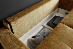 Riess-Ambiente Skandinavisch|3-Sitzer Sofa > Modernes Schlafsofa DIAMOND 235cm senfgelb Chenille Cremona mit Stauraum 3-Sitzer Couch