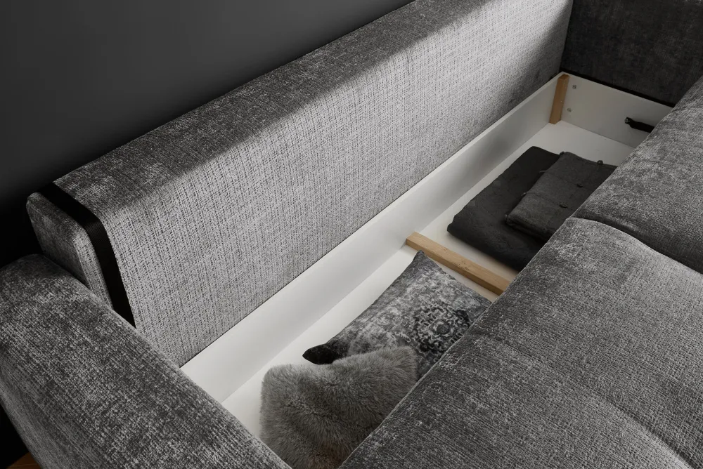 Riess-Ambiente Skandinavisch|3-Sitzer Sofa > Modernes Schlafsofa DIAMOND 235cm silbergrau Chenille Cremona mit Stauraum 3-Sitzer