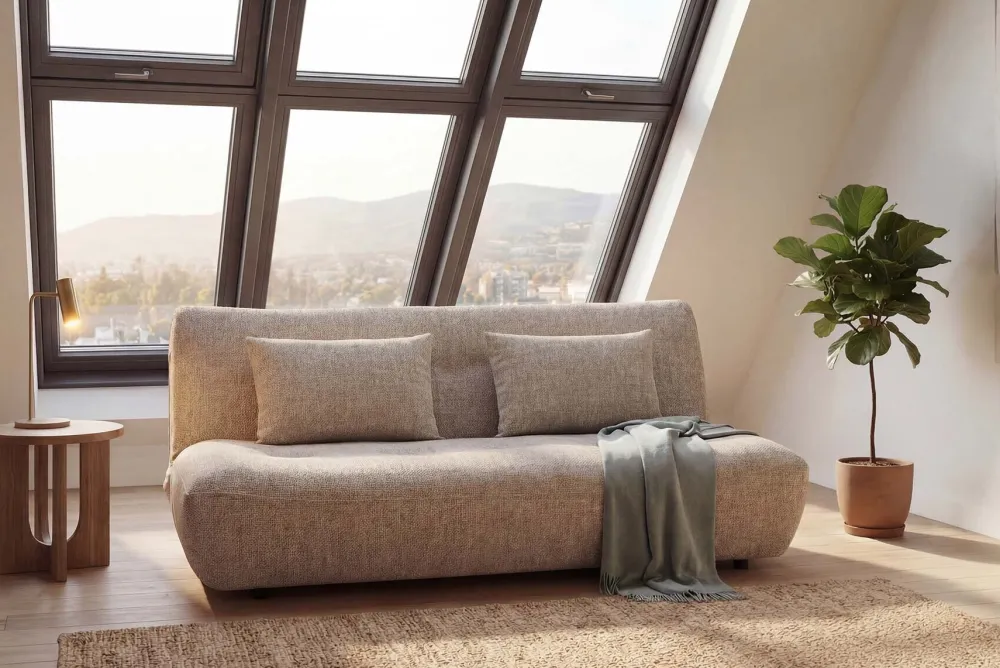 Riess-Ambiente Skandinavisch|3-Sitzer Sofa > Modernes Schlafsofa ELYPSE 200cm greige Chenille 3-Sitzer Couch inkl. Kissen