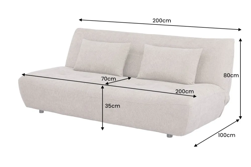 Riess-Ambiente Skandinavisch|3-Sitzer Sofa > Modernes Schlafsofa ELYPSE 200cm greige Chenille 3-Sitzer Couch inkl. Kissen